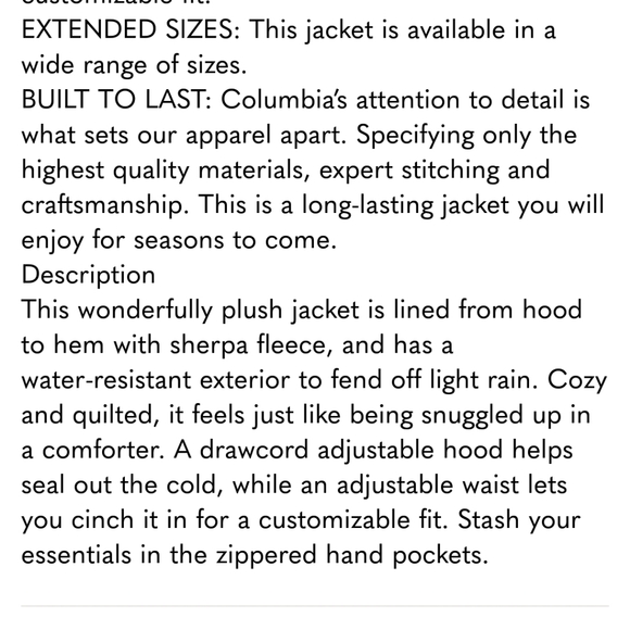 Columbia Ladies Plush Lined Jacket ~ BLACK - Picture 7 of 7